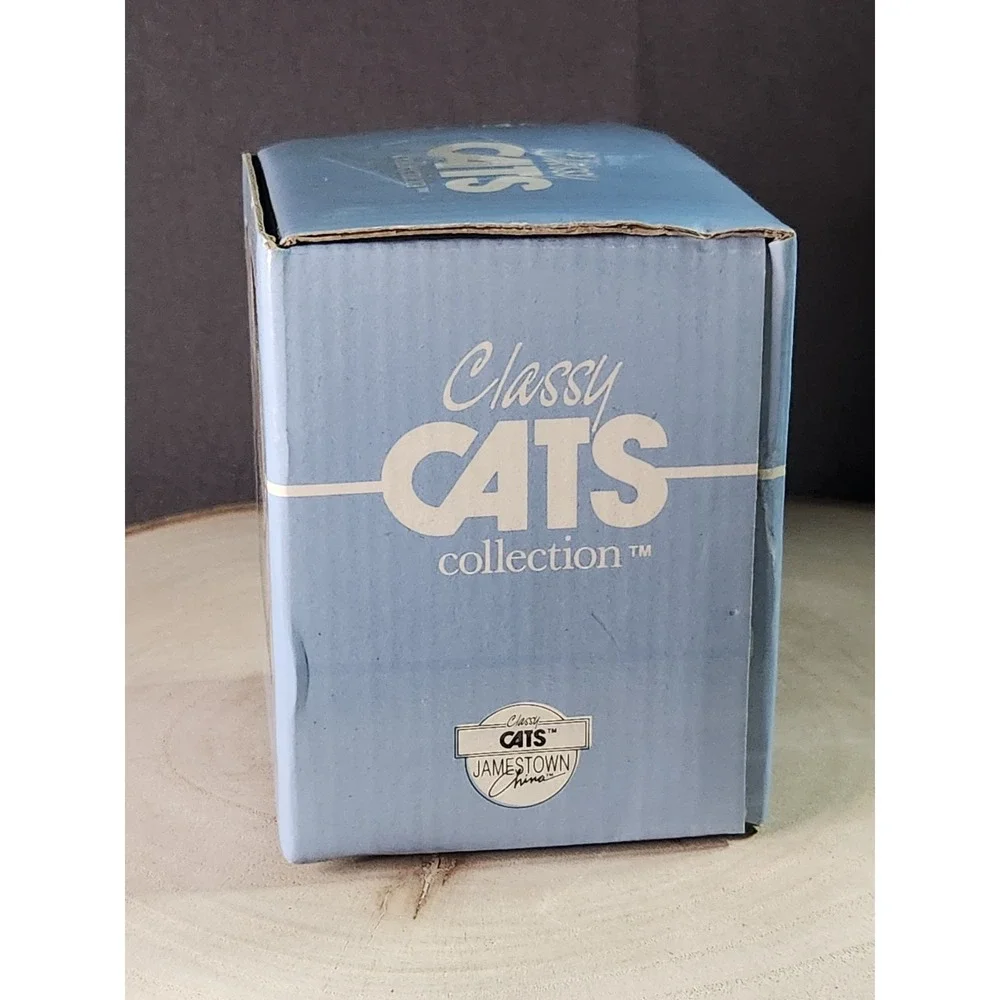 Vtg 1989 Jamestown China Classy Cats Collection Trinket Box Floral Porcelain~NEW